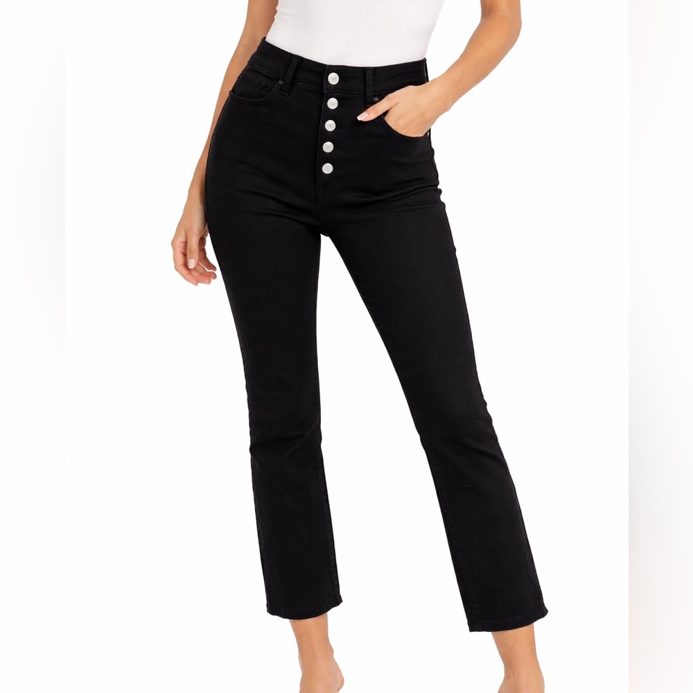 J Brand High Rise Black Jeans with Button Detail 25